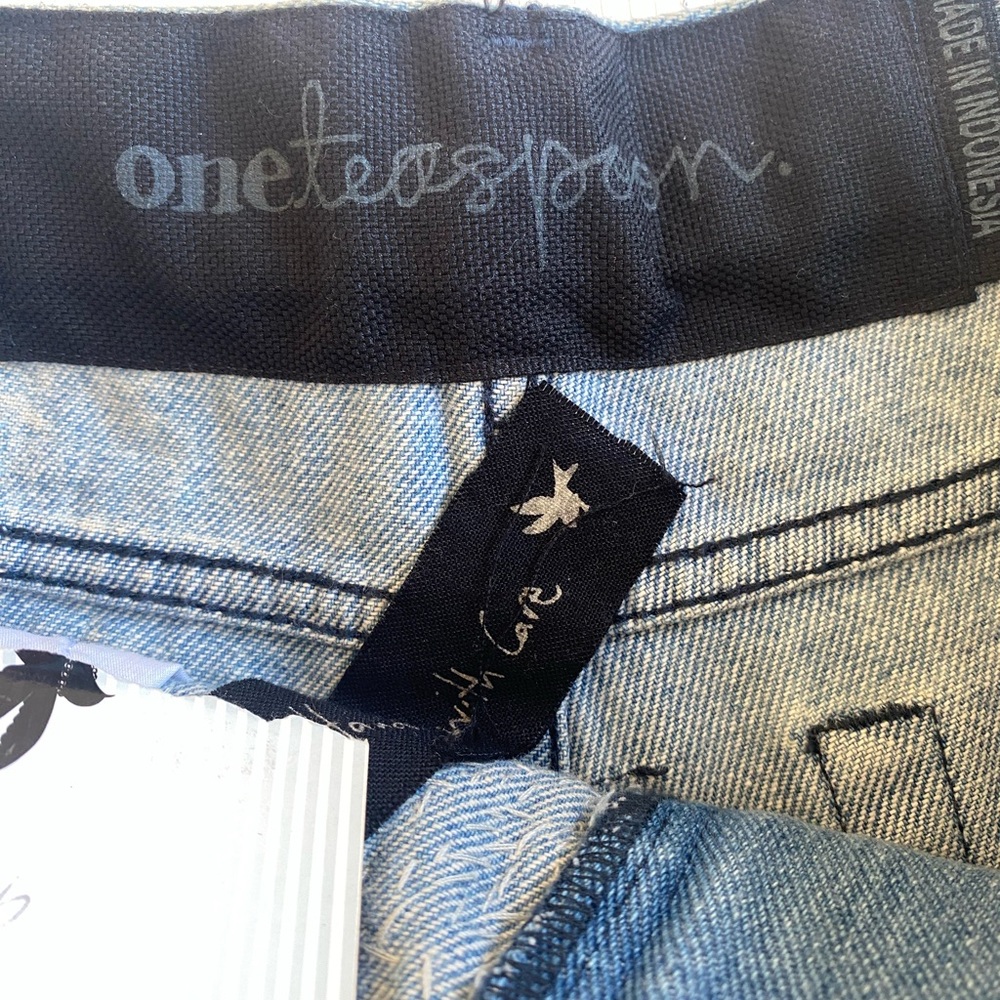 One Teaspoon Blue Jean Shorts with Sparkling Accents - Picture 7 of 15